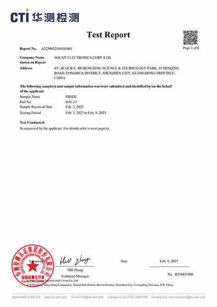 China Shenzhen Socay Electronics Co., Ltd. zertifizierungen